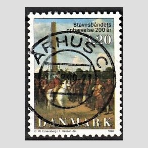 FRIM�RKER DANMARK | 1988 - AFA 910 - Stavnsb�ndets oph�velse 200 �r. - 3,20 Kr. flerfarvet - Lux Stemplet