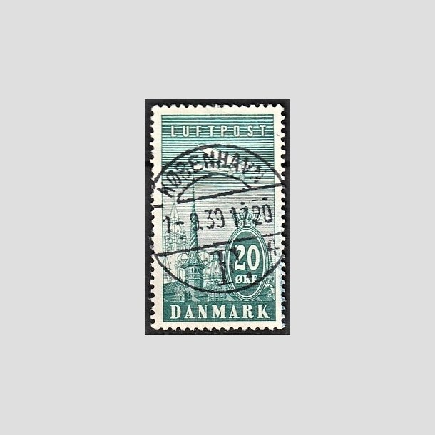 FRIMRKER DANMARK | 1934 - AFA 218 - Ny Luftpost 20 re blgrn - Lux Stemplet
