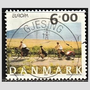 FRIM�RKER DANMARK | 2004 - AFA 1396 - Cykel og sejlerferie - 6,00 Kr. flerfarvet - Pragt Stemplet Gjesing