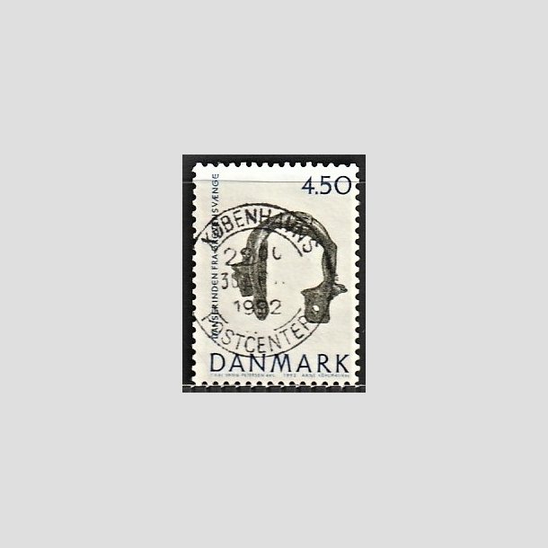 FRIMRKER DANMARK | 1992 - AFA 1008 - Nationalmuseets samlinger - 4,50 Kr. bl/grn - Lux Stemplet