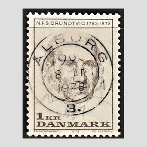 FRIM�RKER DANMARK | 1972 - AFA 524 - N. F. S. Grundtvig - 1 Kr. lysbrun - Pragt Stemplet