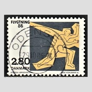 FRIM�RKER DANMARK | 1986 - AFA 872 - Flygtning 86 - 2,80 Kr. flerfarvet - Pragt Stemplet