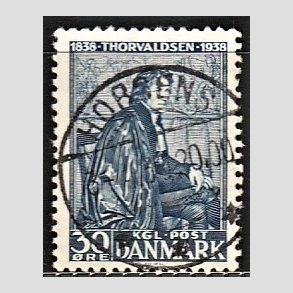 FRIM�RKER DANMARK | 1938 - AFA 251 - Thorvaldsen 30 �re bl� - Lux Stemplet