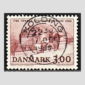 FRIM�RKER DANMARK | 1988 - AFA 916 - T�nder Statsseminarium 200 �r - 3,00 Kr. brunr�d - Pragt Stemplet
