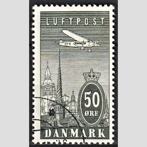 FRIM�RKER DANMARK | 1934 - AFA 219 - Ny Luftpost 50 �re gr� - Stemplet