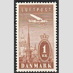 FRIMRKER DANMARK | 1934 - AFA 220 - Ny Luftpost 1 Kr. brun - Postfrisk