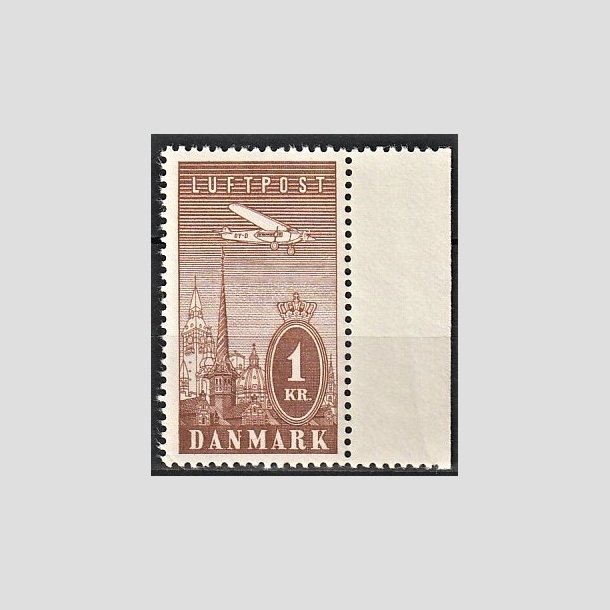 FRIMRKER DANMARK | 1934 - AFA 220 - Ny Luftpost 1 Kr. brun - Postfrisk