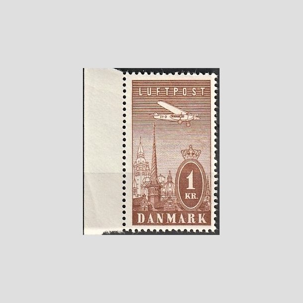 FRIMRKER DANMARK | 1934 - AFA 220 - Ny Luftpost 1 Kr. brun - Postfrisk