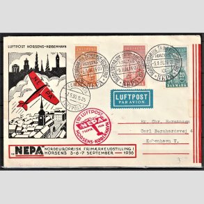 FRIMRKER DANMARK | 1934 - AFA 216,217,218 - Ny Luftpost 10-20 re p flot Luftpost brev - Stemplet