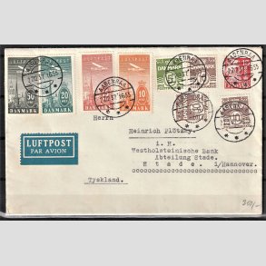 FRIMRKER DANMARK | 1934 - AFA 216-219 - Ny Luftpost 10-50 re p flot Luftpost brev fra 