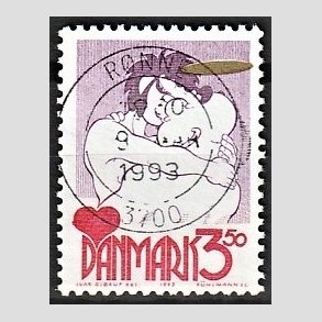 FRIM�RKER DANMARK | 1992 - AFA 1028 - Danske tegneseriefigurer - 3,50 Kr. r�d/gul - Pragt Stemplet