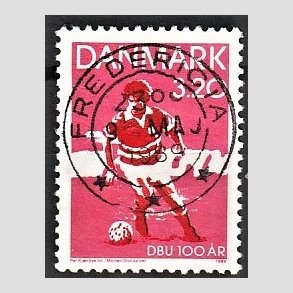 FRIM�RKER DANMARK | 1989 - AFA 935 - DBU 100 �r - 3,20 Kr. r�d/sort - Pragt Stemplet Fredericia