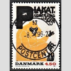 FRIM�RKER DANMARK | 1991 - AFA 1000 - Dansk Plakatkunst - 4,50 Kr. flerfarvet - Pragt Stemplet