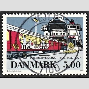 FRIM�RKER DANMARK | 1997 - AFA 1147 - Bureautjenestens oph�r - 5,00 Kr. flerfarvet - Pragt Stemplet Vejle