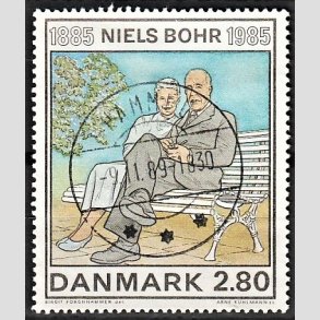 FRIMRKER DANMARK | 1985 - AFA 842 - Niels Bohr - 2,80 Kr. flerfarvet - Pragt Stemplet