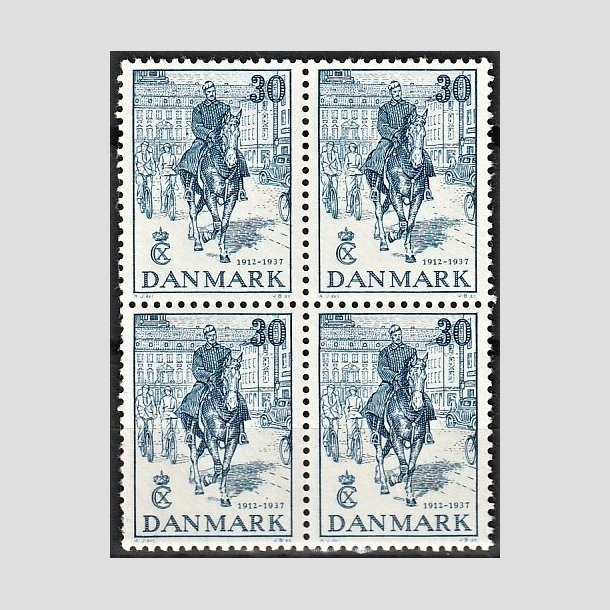 FRIMRKER DANMARK | 1937 - AFA 242 - Chr. X 25 rs jubilum 30 re bl i Fire-Blok - Postfrisk