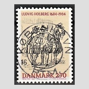 FRIM�RKER DANMARK | 1984 - AFA 814 - Ludvig Holberg - 2,70 Kr. flerfarvet - Pragt Stemplet