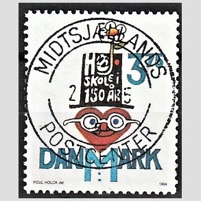 FRIM�RKER DANMARK | 1994 - AFA 1083 - H�jskolebev�gelsen 150 �r - 3,75 Kr. flerfarvet - Pragt Stemplet