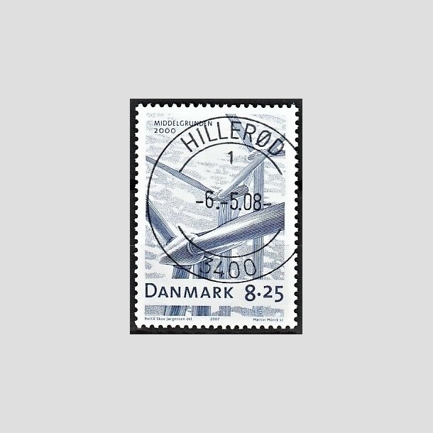 FRIMRKER DANMARK | 2007 - AFA 1495 - Danske vindmller - 8,25 Kr. bl - Pragt Stemplet Hillerd