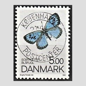 FRIM�RKER DANMARK | 1993 - AFA 1038 - Danske sommerfugle - 5,00 Kr. flerfarvet - Pragt Stemplet