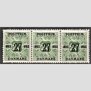 FRIMRKER DANMARK | 1918 - AFA 90 - 27 re/20 re grn i 3-stribe - Postfrisk