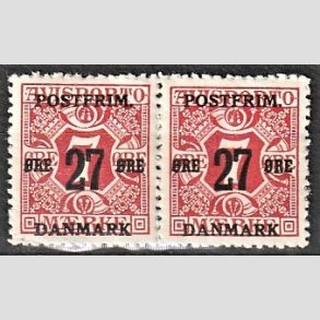 FRIMRKER DANMARK | 1918 - AFA 87 - 27 re/7 re rd provisorium i par - Postfrisk