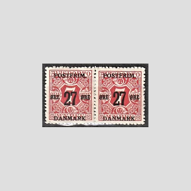 FRIMRKER DANMARK | 1918 - AFA 87 - 27 re/7 re rd provisorium i par - Postfrisk