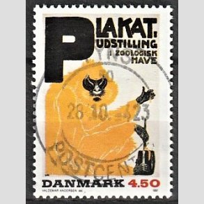 FRIM�RKER DANMARK | 1991 - AFA 1000 - Dansk Plakatkunst - 4,50 Kr. flerfarvet - Pragt Stemplet