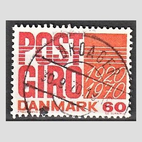 FRIMRKER DANMARK | 1970 - AFA 493 - Postgirotjenesten 50 r - 60 re rd/gulorange - Pragt Stemplet Broager