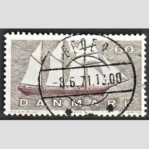 FRIM�RKER DANMARK | 1970 - AFA 505 - Dansk Skibsfart - 60 �re gr�oliv/r�dbrun - Pragt Stemplet Beder