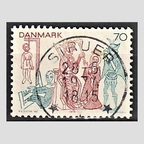 FRIM�RKER DANMARK | 1973 - AFA 553 - Kalkmalerier - 70 �re brunr�d/bl�gr�n/gul - Pragt Stemplet