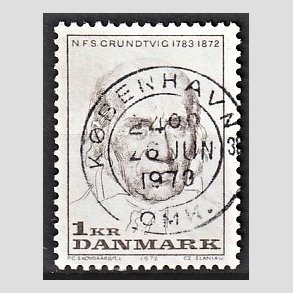 FRIM�RKER DANMARK | 1972 - AFA 524 - N. F. S. Grundtvig - 1 Kr. lysbrun - Lux Stemplet
