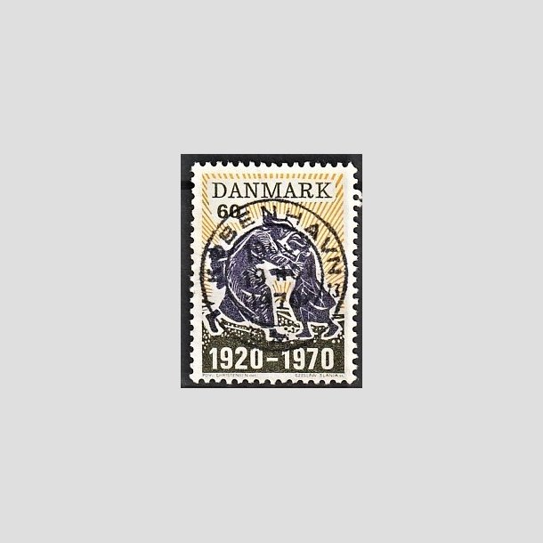 FRIMRKER DANMARK | 1970 - AFA 499 - Nordslesvigs genforening 50 r - 60 re mrkgr/violet/gul - Pragt Stemplet