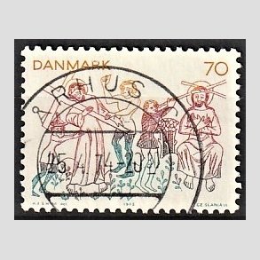 FRIM�RKER DANMARK | 1973 - AFA 555 - Kalkmalerier - 70 �re flerfarvet - Pragt Stemplet