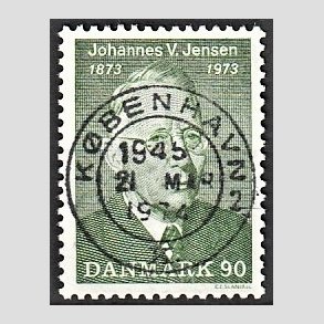 FRIM�RKER DANMARK | 1973 - AFA 542 - Johannes V. Jensen - 90 �re gr�n - Pragt Stemplet K�benhavn
