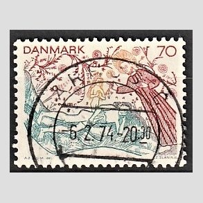 FRIM�RKER DANMARK | 1973 - AFA 556 - Kalkmalerier - 70 �re flerfarvet - Pragt Stemplet