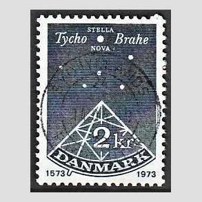 FRIM�RKER DANMARK | 1973 - AFA 551 - De Stella Nova - 2 Kr. bl� - Pragt Stemplet