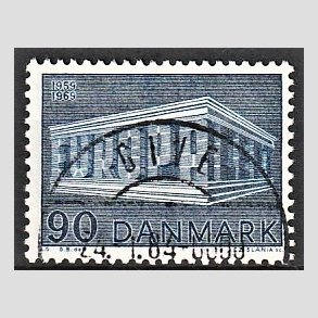 FRIM�RKER DANMARK | 1969 - AFA 482 - CEPT EU Post & Tele 10 �r - 90 �re bl� - Pragt Stemplet