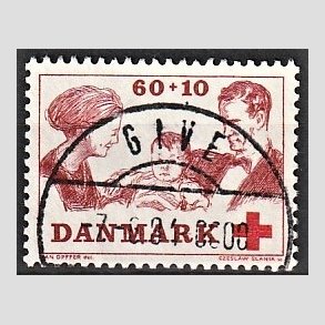 FRIMRKER DANMARK | 1969 - AFA 492 - Dansk Rde Kors velgrendhed - 60 + 10 re brunrd/rd - Pragt Stemplet Give