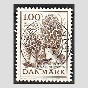 FRIM�RKER DANMARK | 1978 - AFA 669 - Sj�ldne svampe - 1,00 Kr. brun - Pragt Stemplet K�benhavn