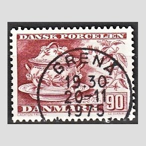 FRIM�RKER DANMARK | 1975 - AFA 589 - Dansk porcel�n - 90 �re r�d - Pragt Stemplet Gren�