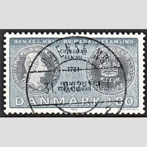 FRIM�RKER DANMARK | 1980 - AFA 710 - Gamle danske m�nter - 1,80 Kr. bl�/bl�gr�n - Pragt Stemplet