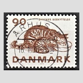 FRIM�RKER DANMARK | 1975 - AFA 605 - Dyrenes Beskyttelse 100 �r. - Pragt Stemplet