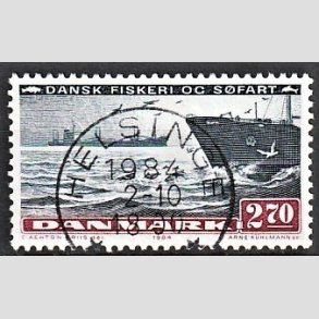 FRIM�RKER DANMARK | 1984 - AFA 810 - Fiskeri og s�fart - 2,70 Kr. sortbl�/r�dbrun - Pragt Stemplet
