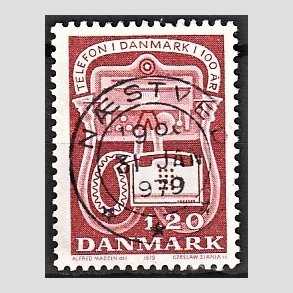 FRIM�RKER DANMARK | 1979 - AFA 672 - Telefonen 100 �r - 1,20 Kr. r�d - Pragt Stemplet