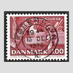 FRIM�RKER DANMARK | 1977 - AFA 642 - Dansk h�ndv�rk - 1,00 Kr. r�d - Pragt Stemplet