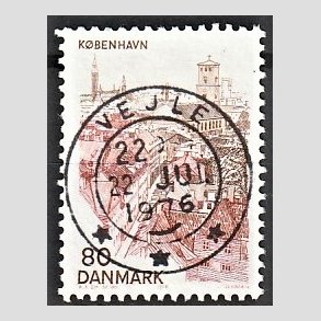 FRIM�RKER DANMARK | 1976 - AFA 614 - K�benhavn - 80 �re brun/brunr�d - Pragt Stemplet Vejle