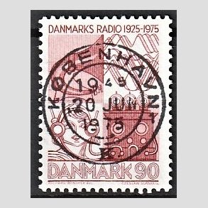 FRIM�RKER DANMARK | 1975 - AFA 583 - Danmarks Radio 50 �r - 90 �re r�d - Pragt Stemplet K�benhavn