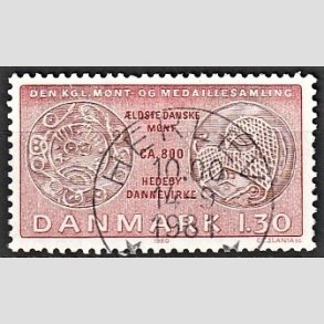 FRIM�RKER DANMARK | 1980 - AFA 708 - Gamle danske m�nter - 1,30 Kr. r�d/r�dbrun - Lux Stemplet