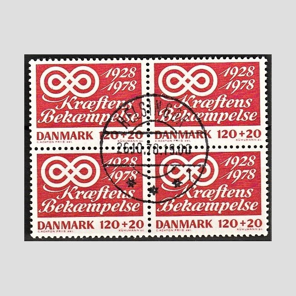 FRIMRKER DANMARK | 1978 - AFA 668 - Krftens Bekmpelse 50 r - 120 + 20 re rd i 4-blok - Pragt Stemplet Helsingr